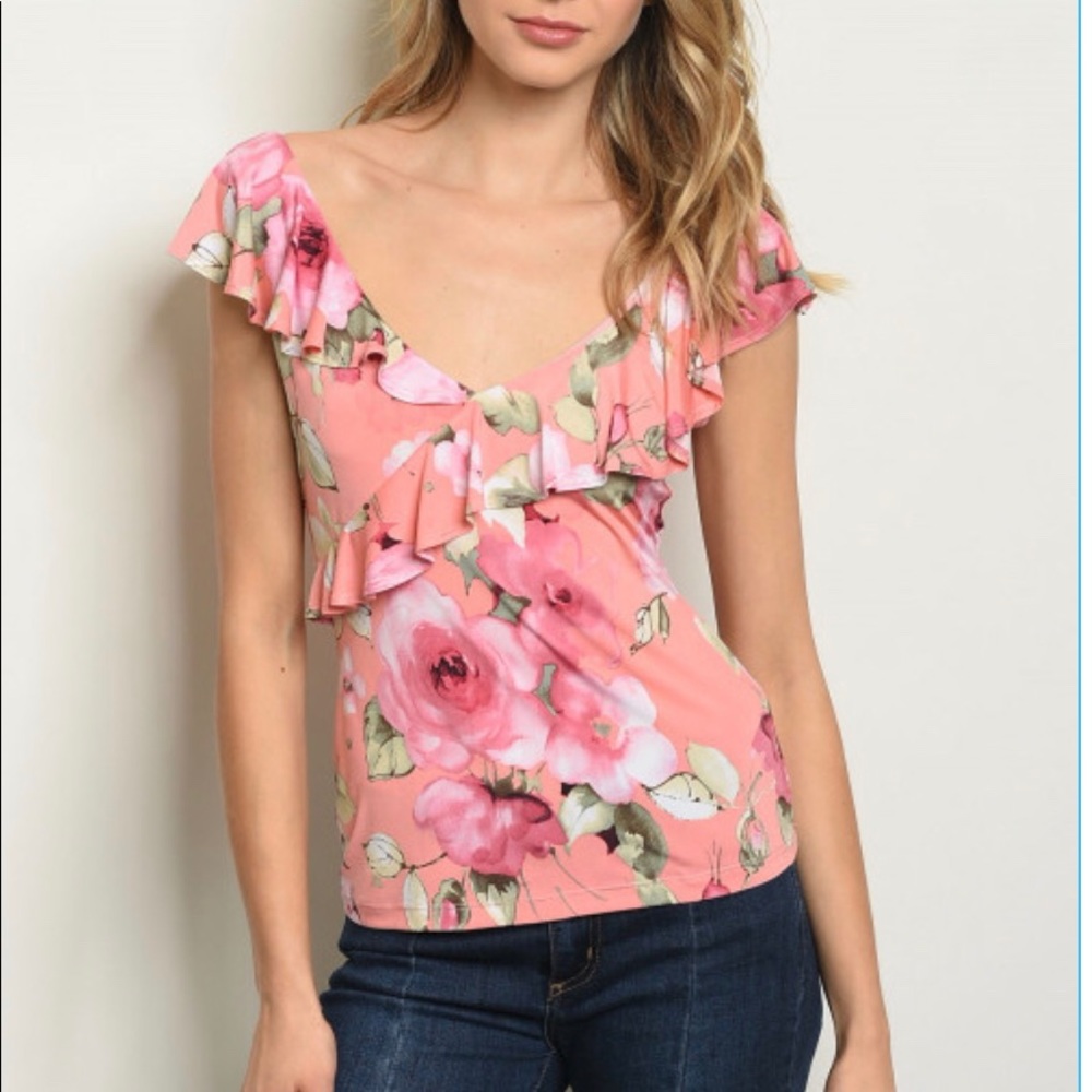 Sale! SALE! Peach Floral Top